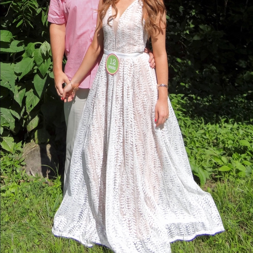 White lace maxi dress